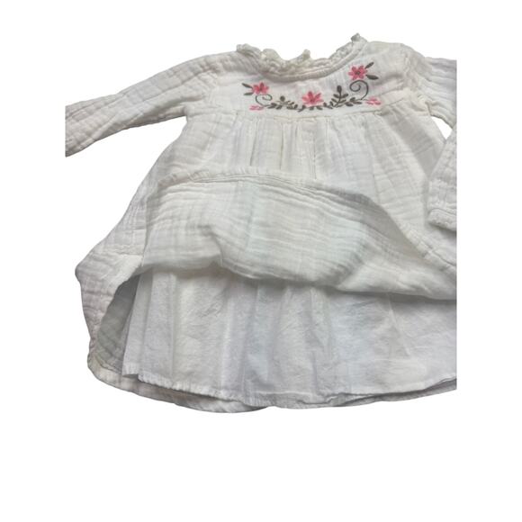 Laughing Llama White Cotton Floral Accent Toddler Dress 18 months Lined pullover - Picture 11 of 13